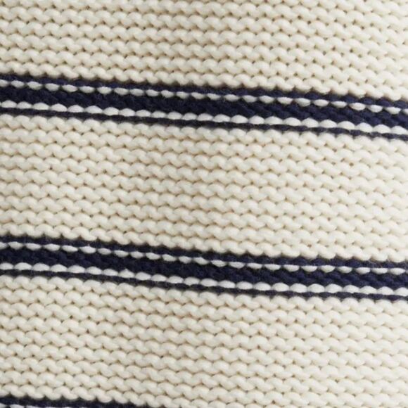 Madewell XL Bright Ivory Navy Stripes Reverse Knit Crewneck Sweater - Picture 6 of 16